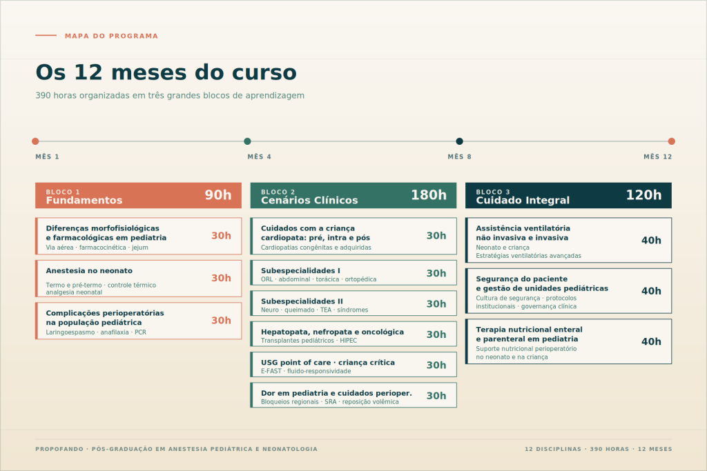 quadro do programa do curso de pós graduação em anestesia pediátrica